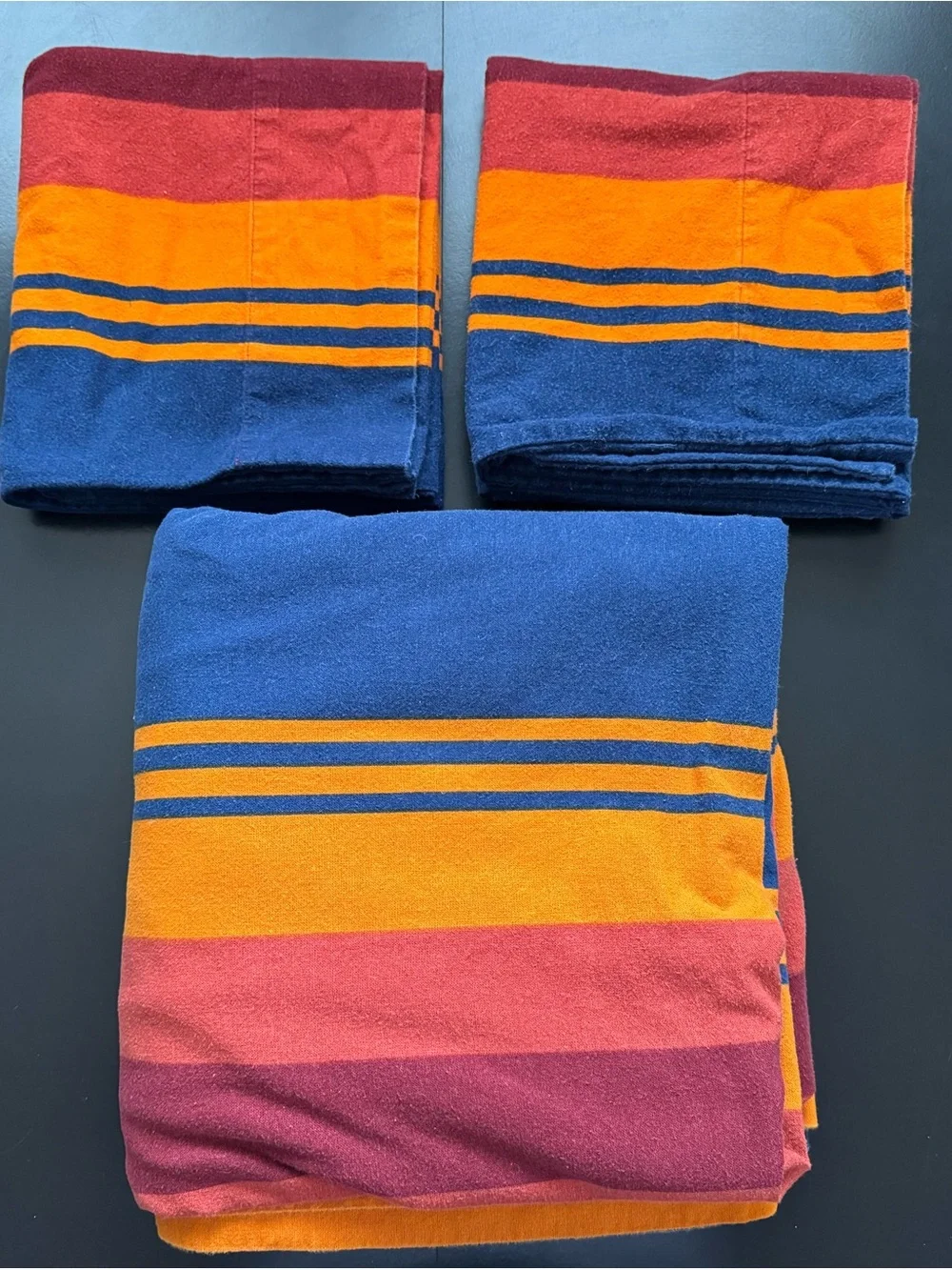 Pendleton Flat King Sheet & Pillowcases Grand Canyon Flannel Stripe Southwest